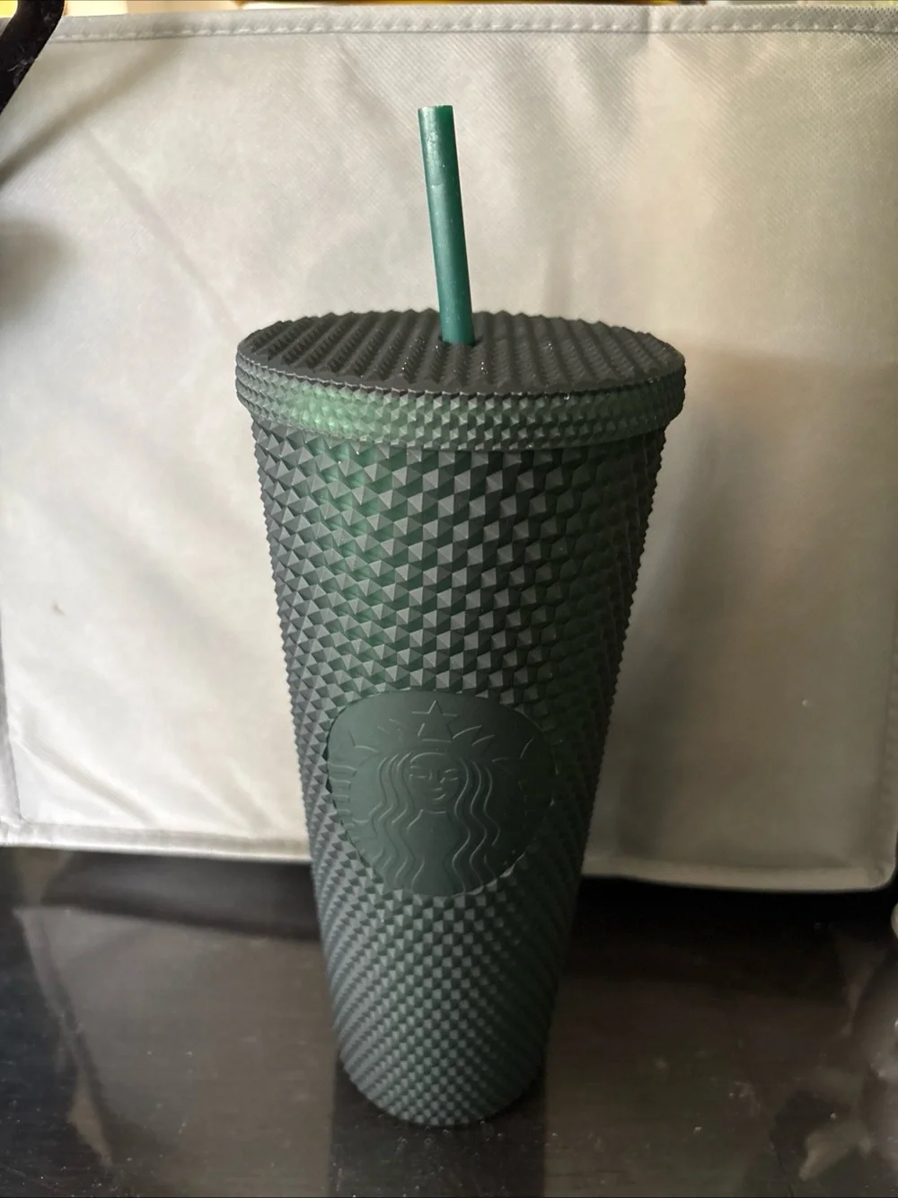 Starbucks Matte Forest Green Studded Cold Cup with Matching Straw